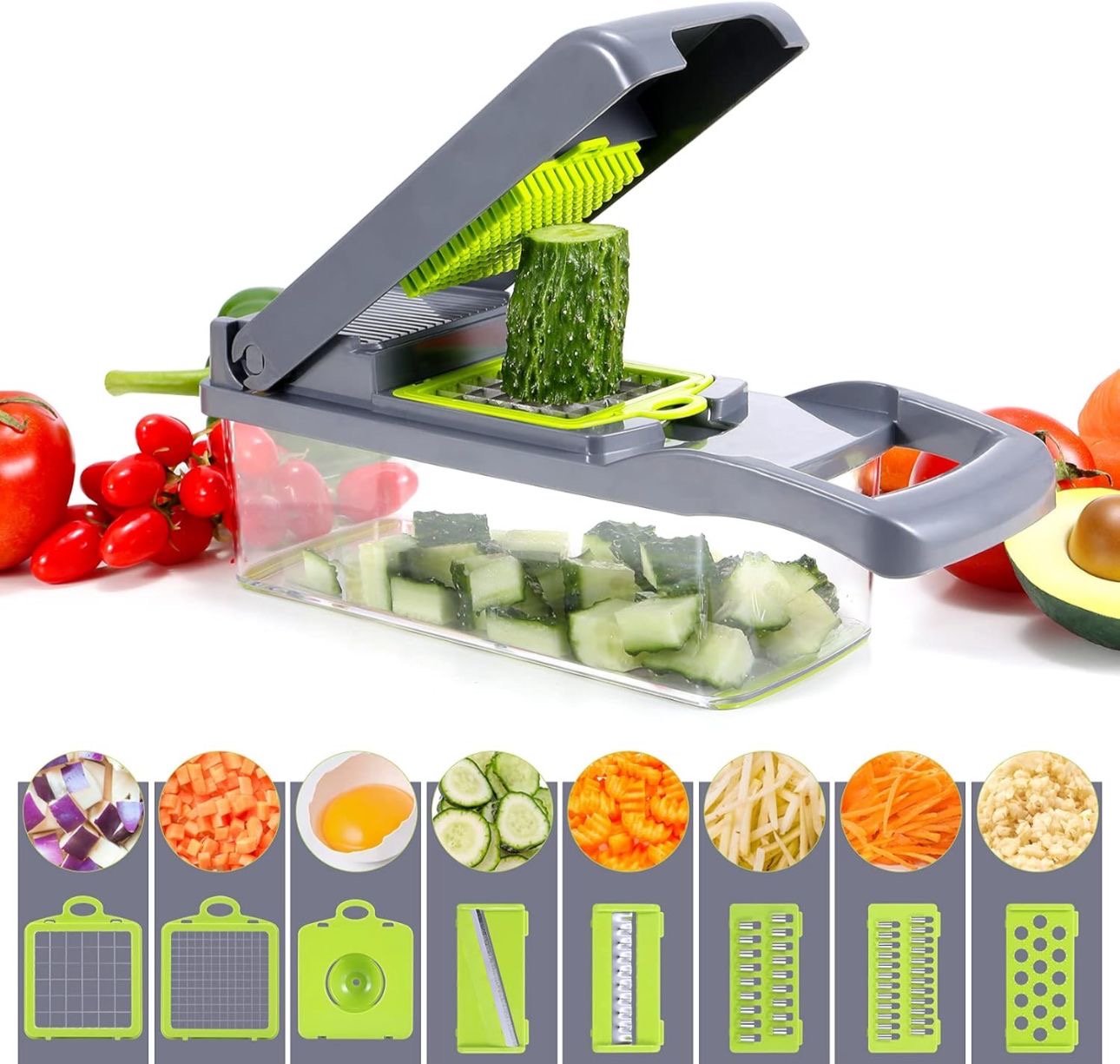 🥗 14-in-1 Multifunction Vegetable Chopper – Slice, Dice