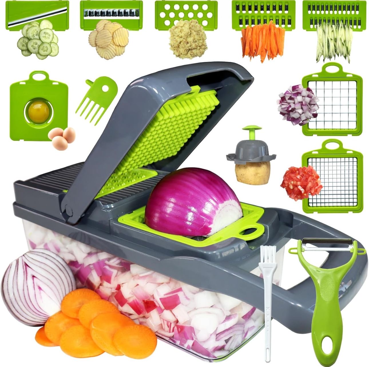 🥗 14-in-1 Multifunction Vegetable Chopper – Slice, Dice